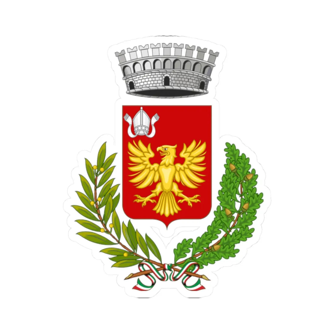 Mongrassano-Stemma (Italy) (Coat of Arms) STICKER Vinyl Kiss-Cut Decal 2 Inch White - The Sticker Space