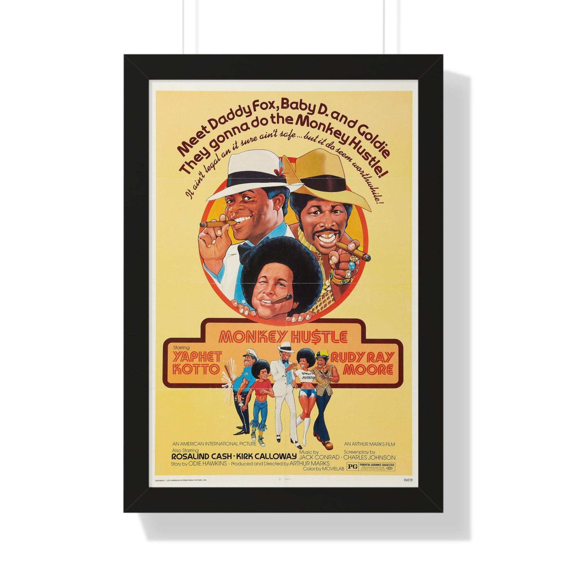 MONKEY HUSTLE 1976 - Framed Movie Poster-16″ x 24″-The Sticker Space