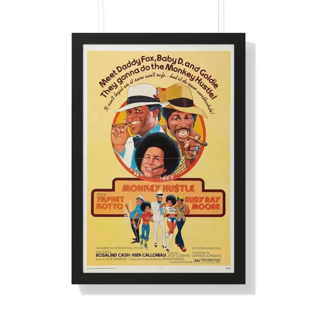 MONKEY HUSTLE 1976 - Framed Movie Poster 20" x 30" Black - The Sticker Space