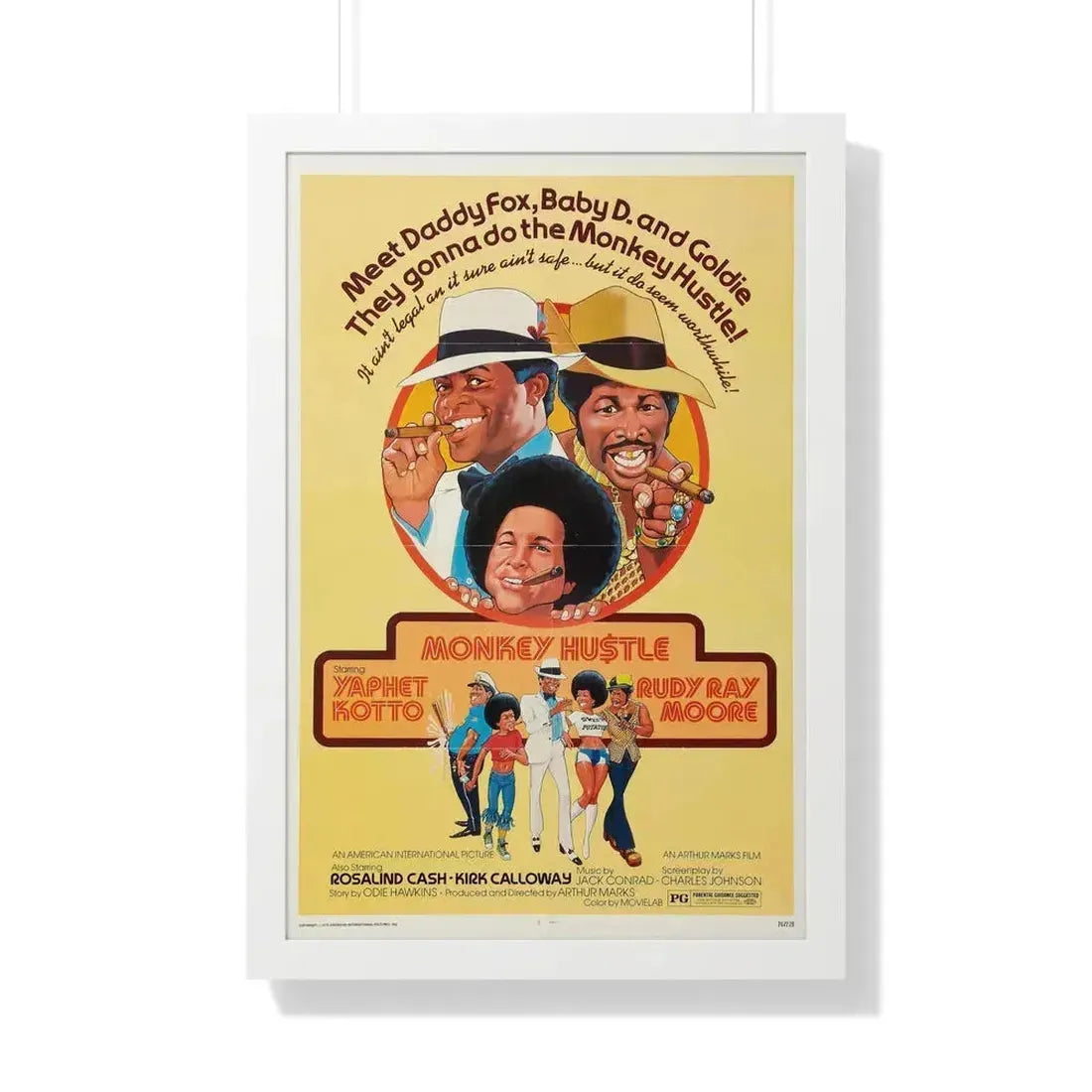 MONKEY HUSTLE 1976 - Framed Movie Poster 20" x 30" White - The Sticker Space