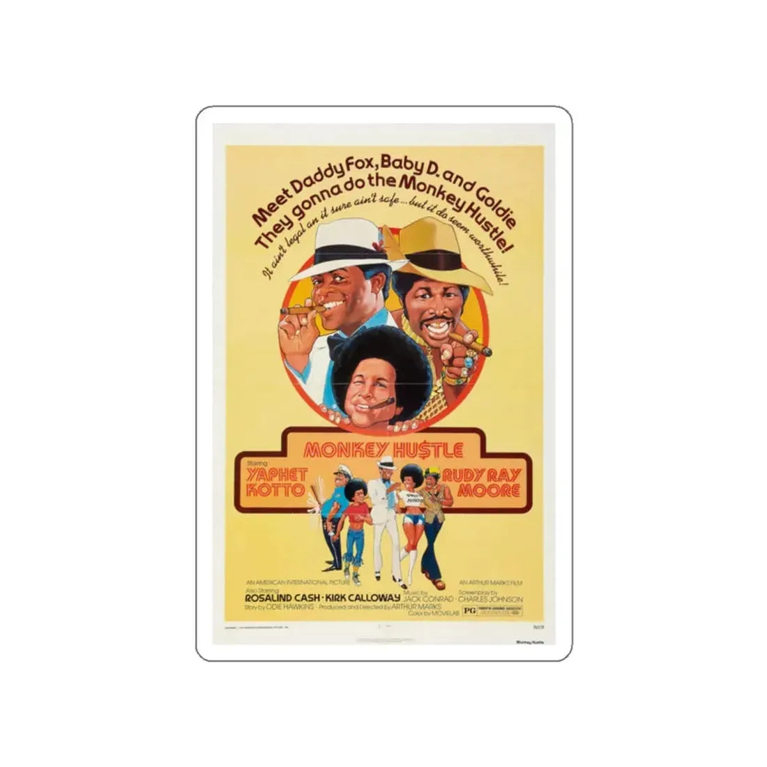 MONKEY HUSTLE 1976 Movie Poster STICKER Vinyl Die-Cut Decal 2 Inch - The Sticker Space