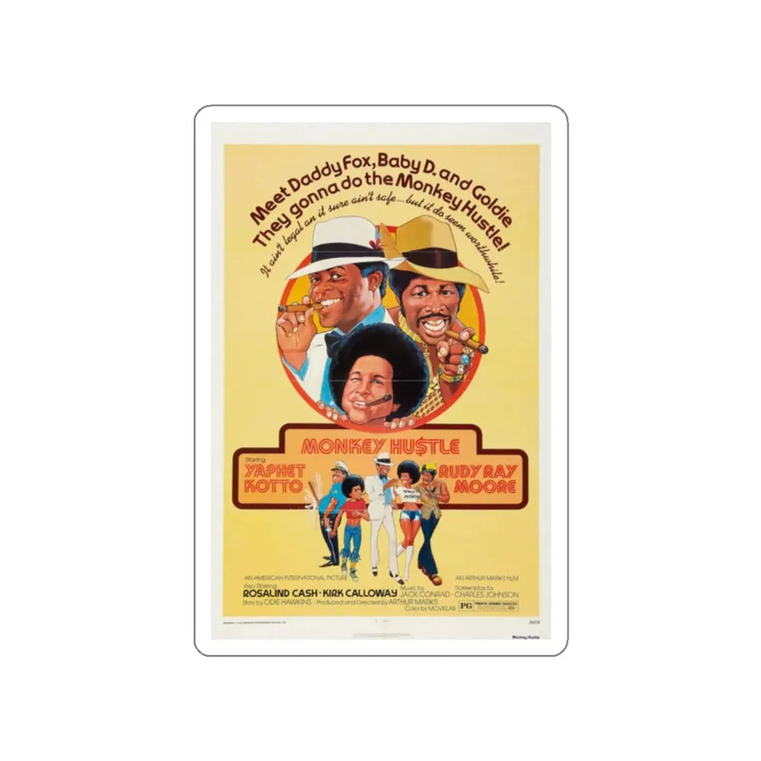 MONKEY HUSTLE 1976 Movie Poster STICKER Vinyl Die-Cut Decal - The Sticker Space