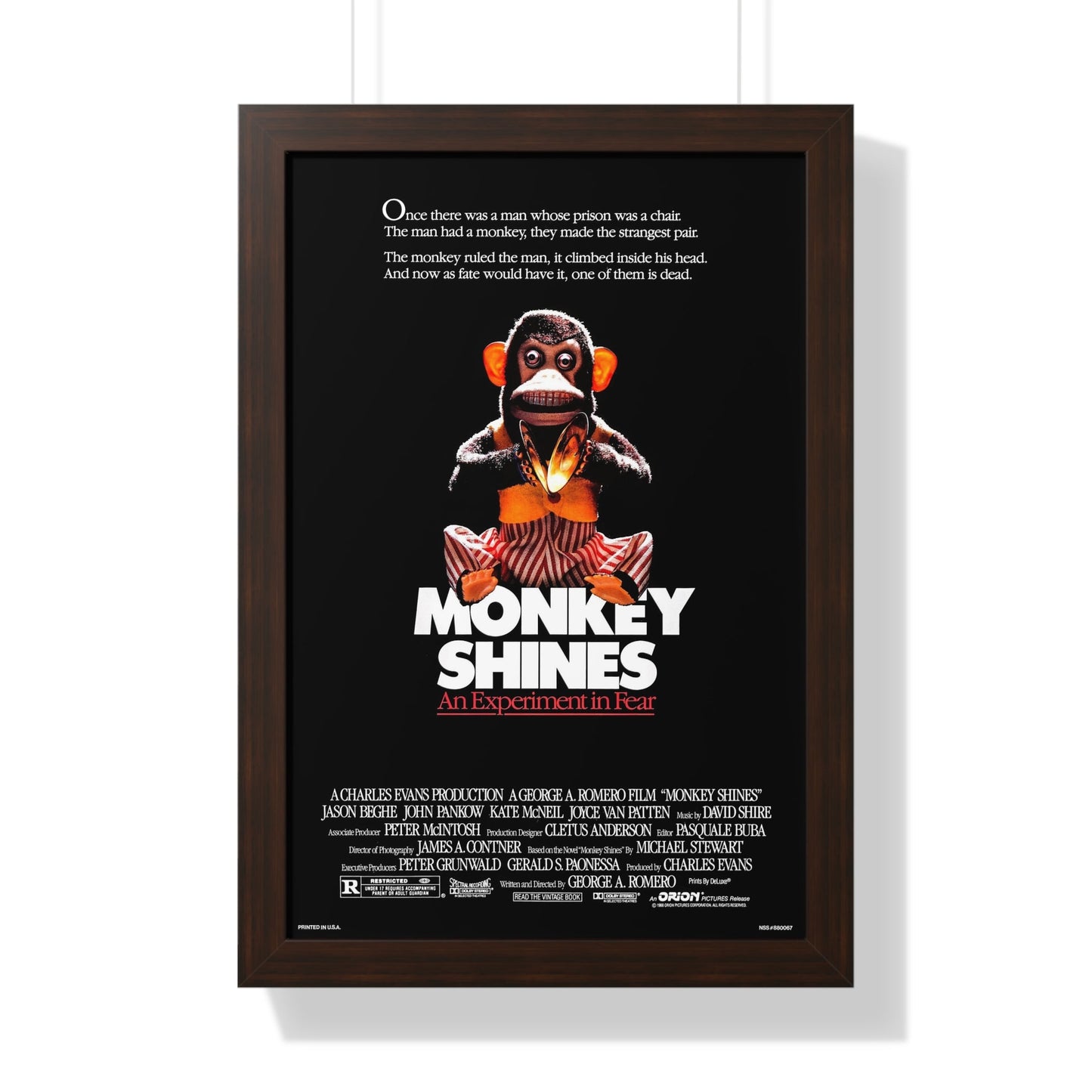 MONKEY SHINES 1988 - Framed Movie Poster-16″ x 24″-The Sticker Space