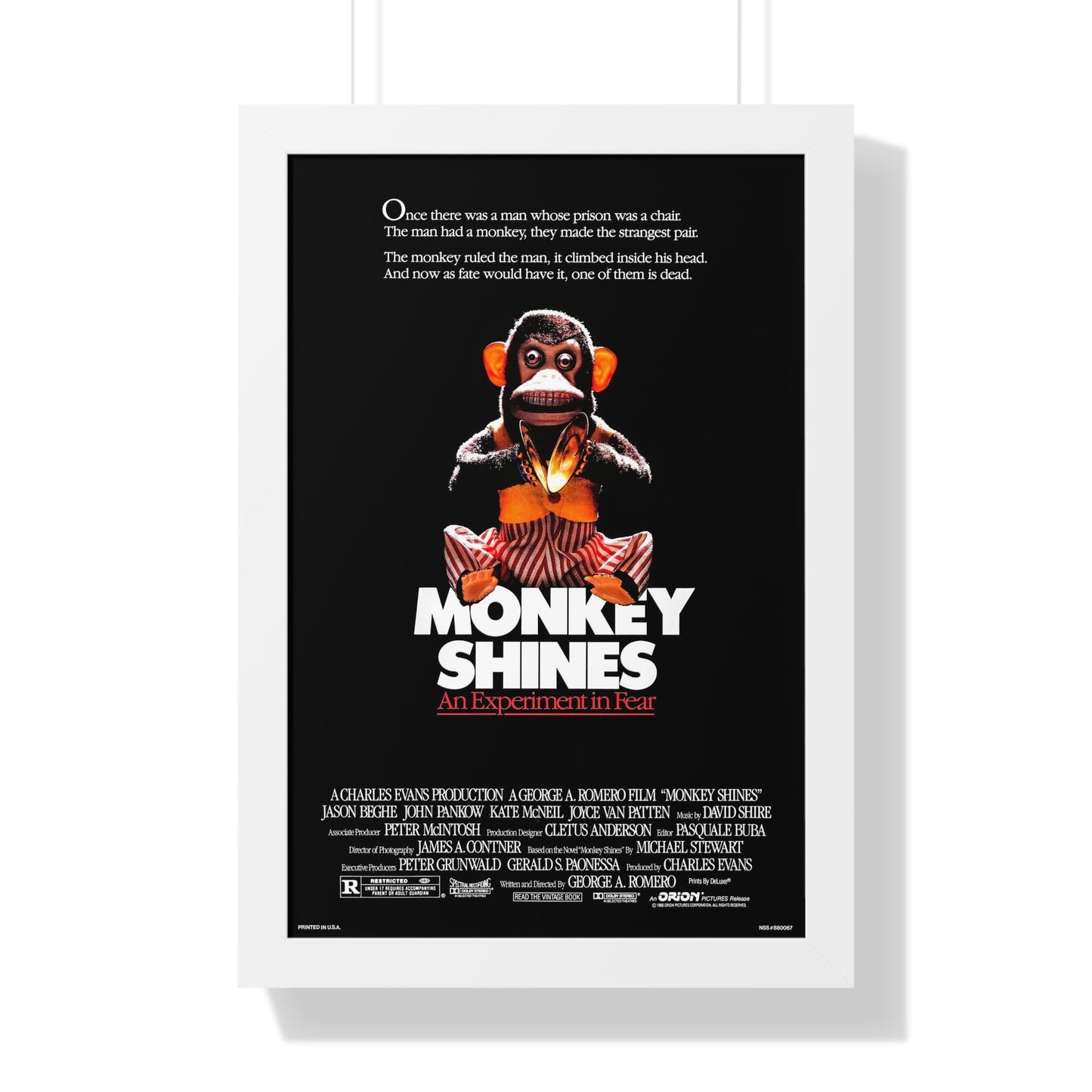 MONKEY SHINES 1988 - Framed Movie Poster-16″ x 24″-The Sticker Space