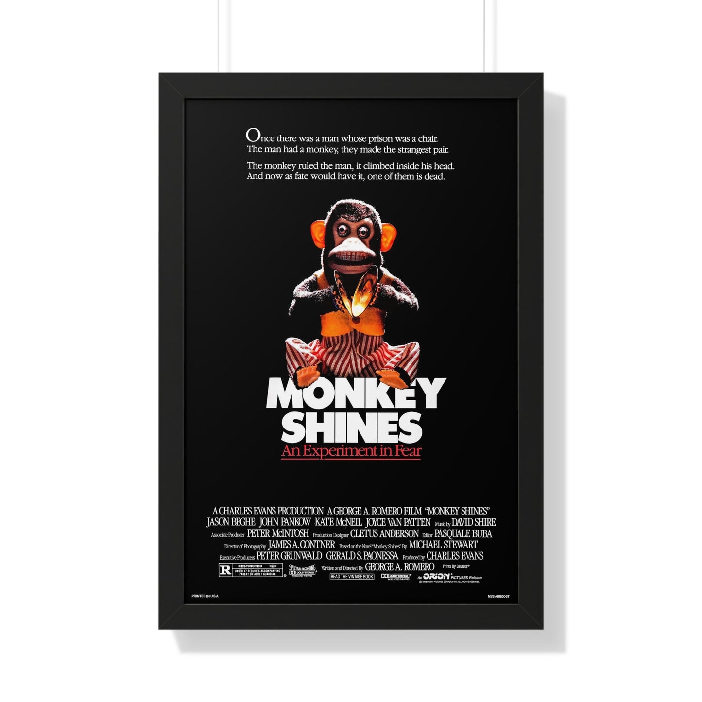 MONKEY SHINES 1988 - Framed Movie Poster-20" x 30"-The Sticker Space