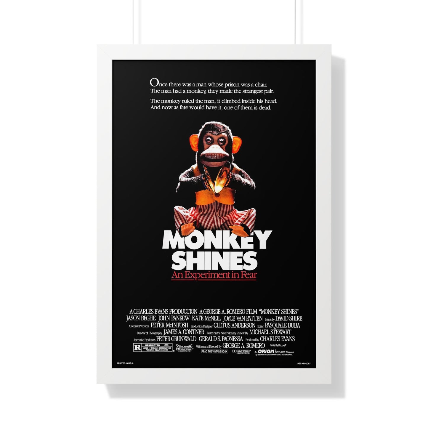 MONKEY SHINES 1988 - Framed Movie Poster-20" x 30"-The Sticker Space