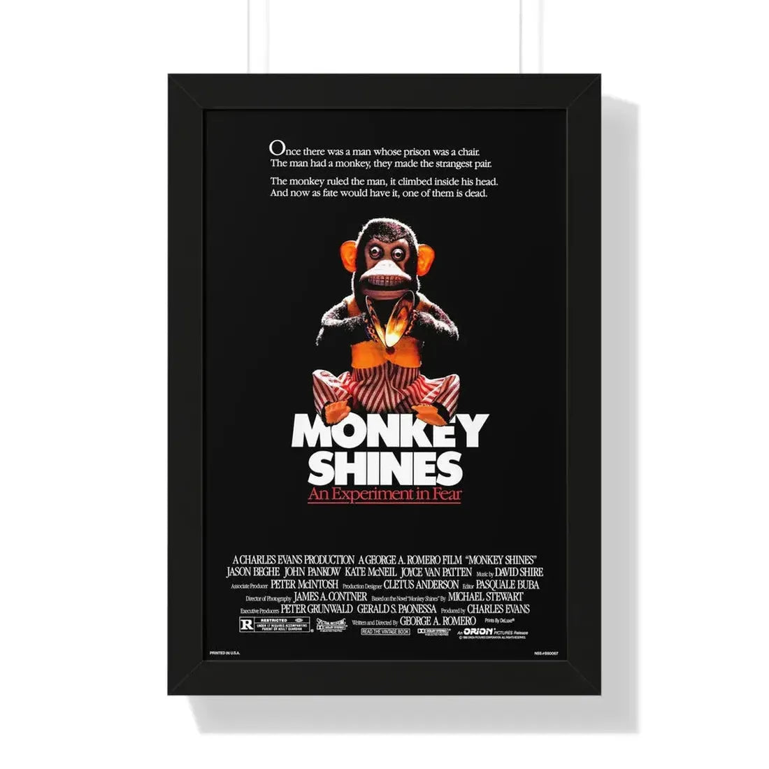 MONKEY SHINES 1988 - Framed Movie Poster - The Sticker Space