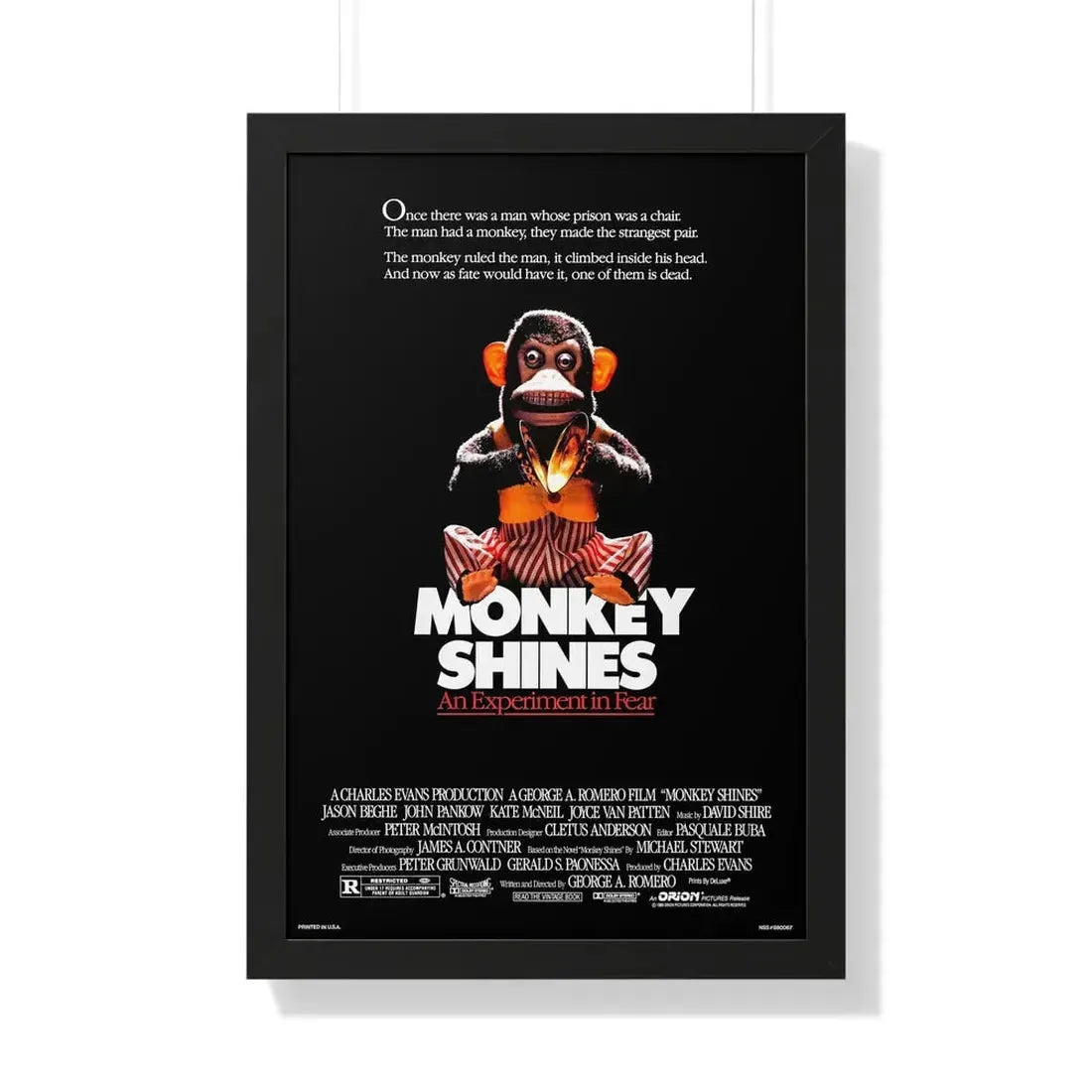 MONKEY SHINES 1988 - Framed Movie Poster - The Sticker Space
