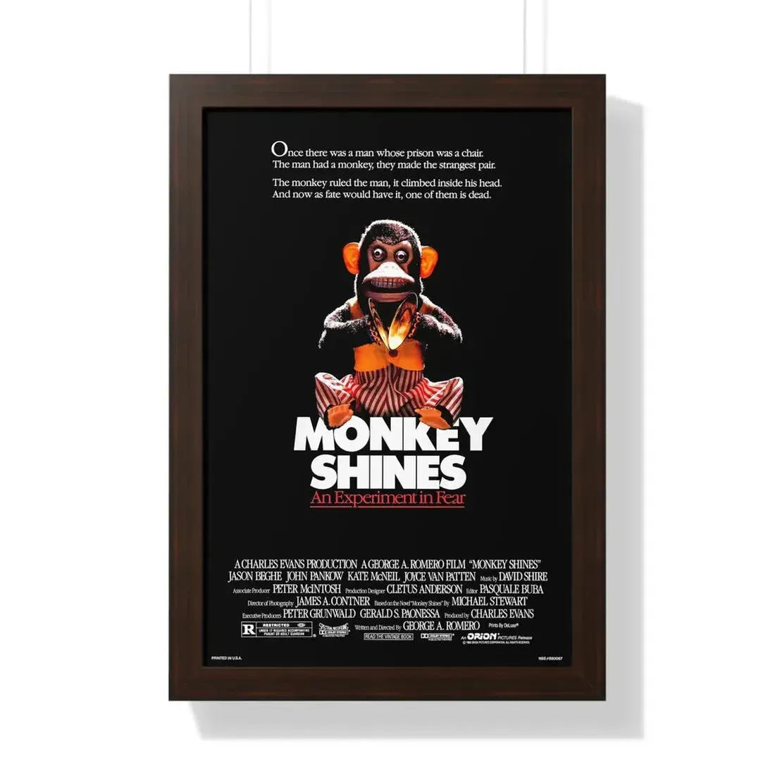 MONKEY SHINES 1988 - Framed Movie Poster - The Sticker Space