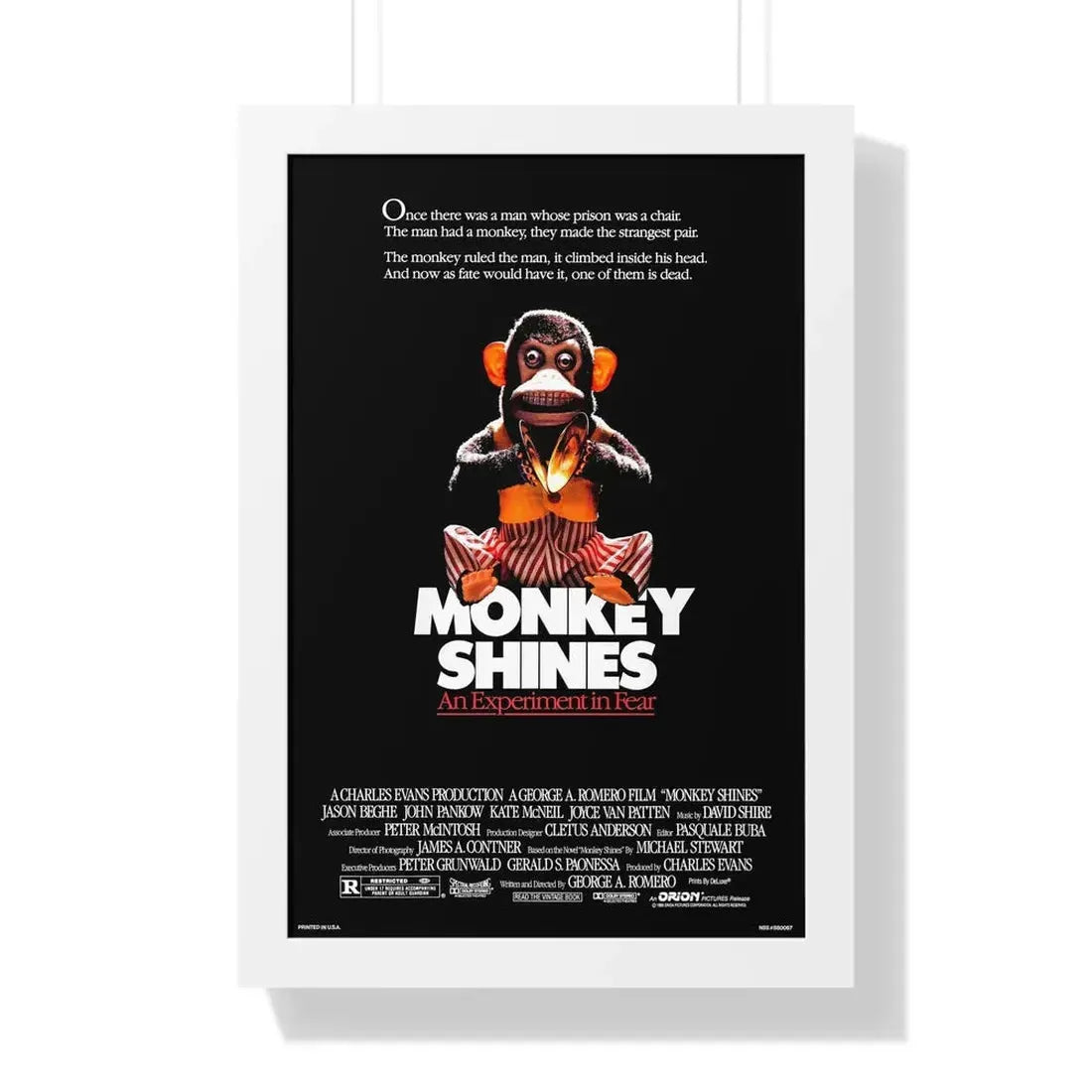 MONKEY SHINES 1988 - Framed Movie Poster - The Sticker Space