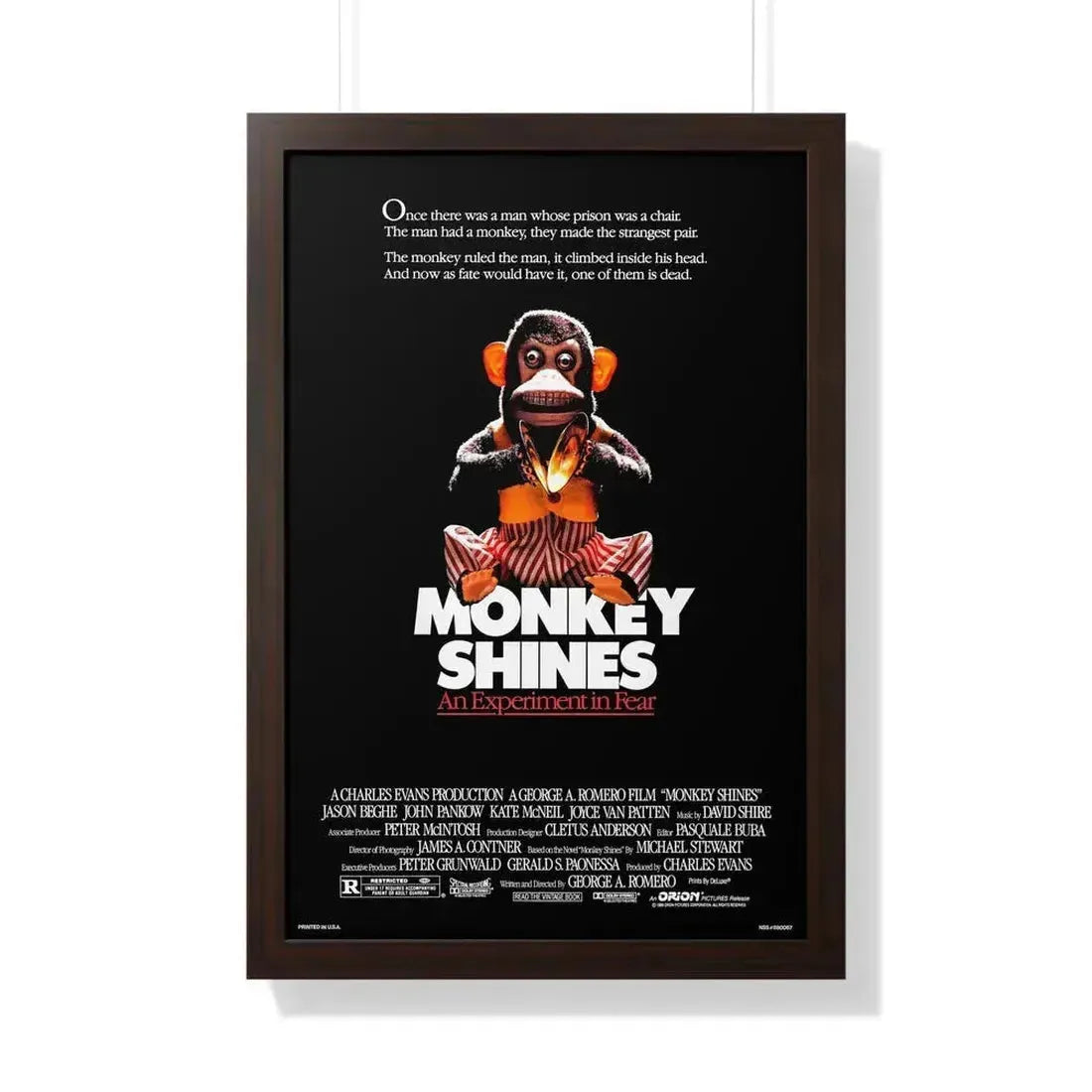 MONKEY SHINES 1988 - Framed Movie Poster - The Sticker Space