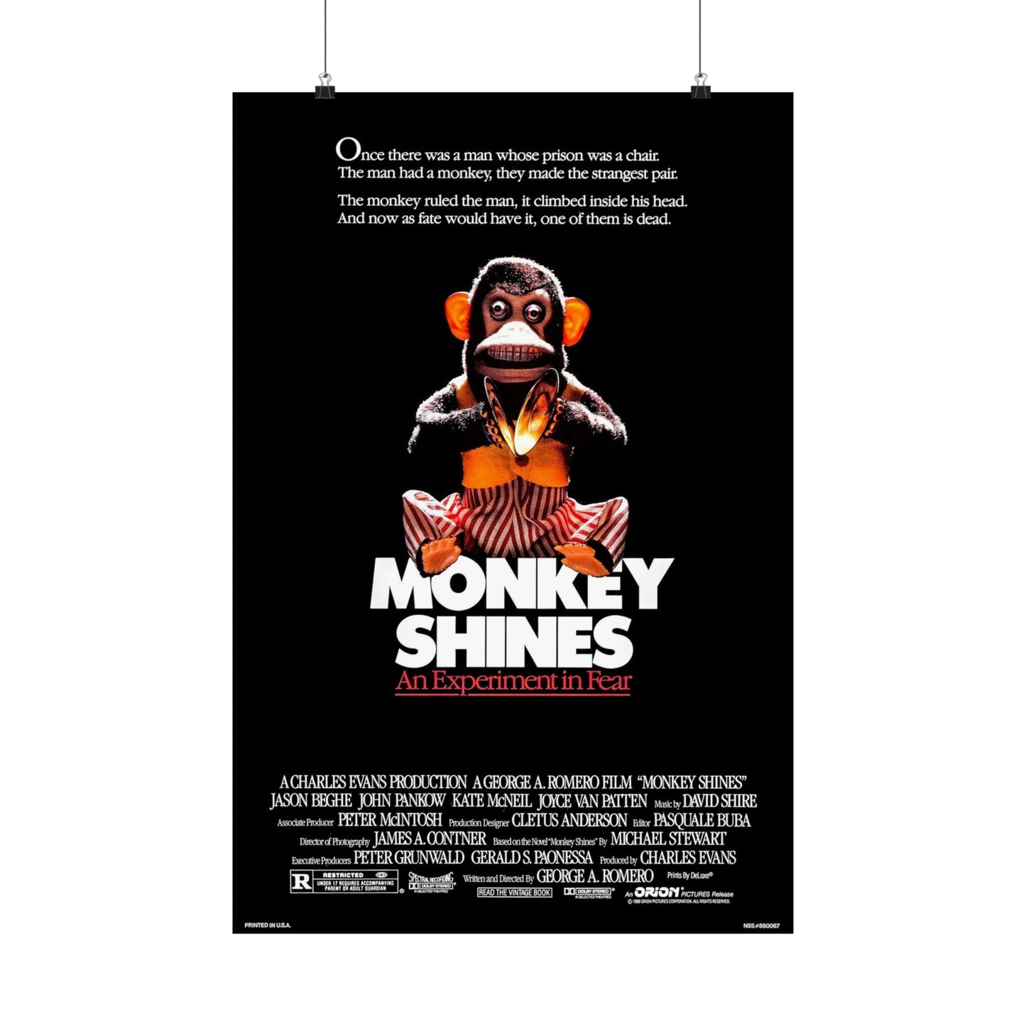 MONKEY SHINES 1988 - Paper Movie Poster-20″ x 30″-The Sticker Space