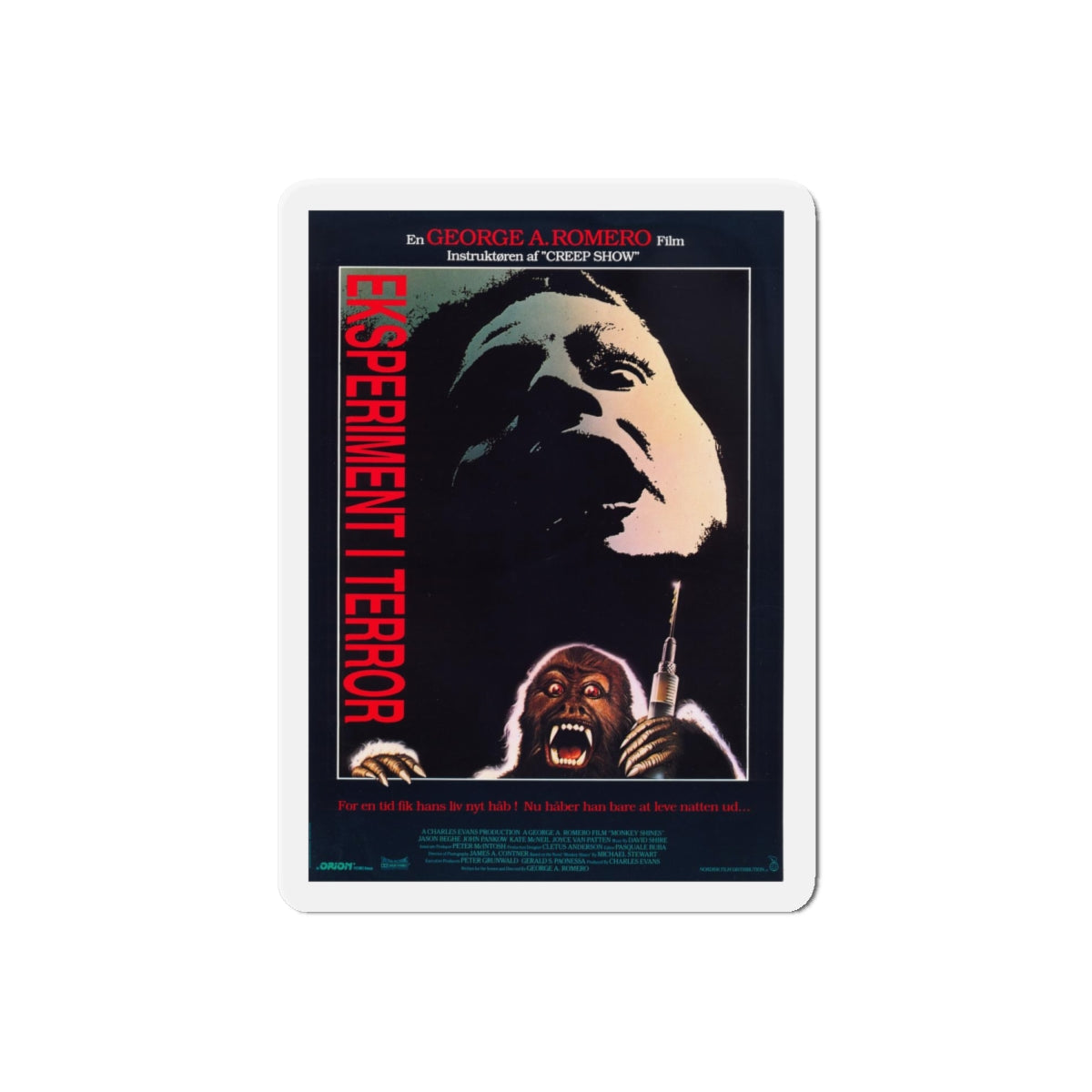 MONKEY SHINES (DANISH) 1988 Movie Poster - Refrigerator Magnet-6" × 6"-The Sticker Space