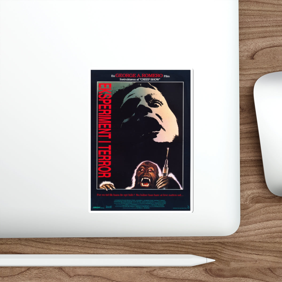 MONKEY SHINES (DANISH) 1988 Movie Poster STICKER Vinyl Die-Cut Decal-The Sticker Space