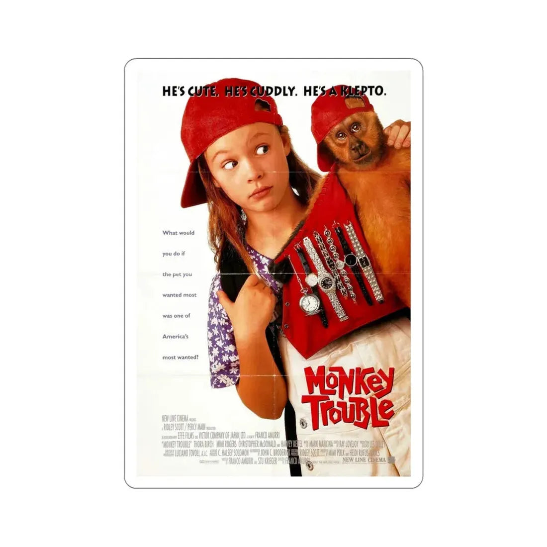 Monkey Trouble 1994 Movie Poster STICKER Vinyl Die-Cut Decal 6 Inch - The Sticker Space