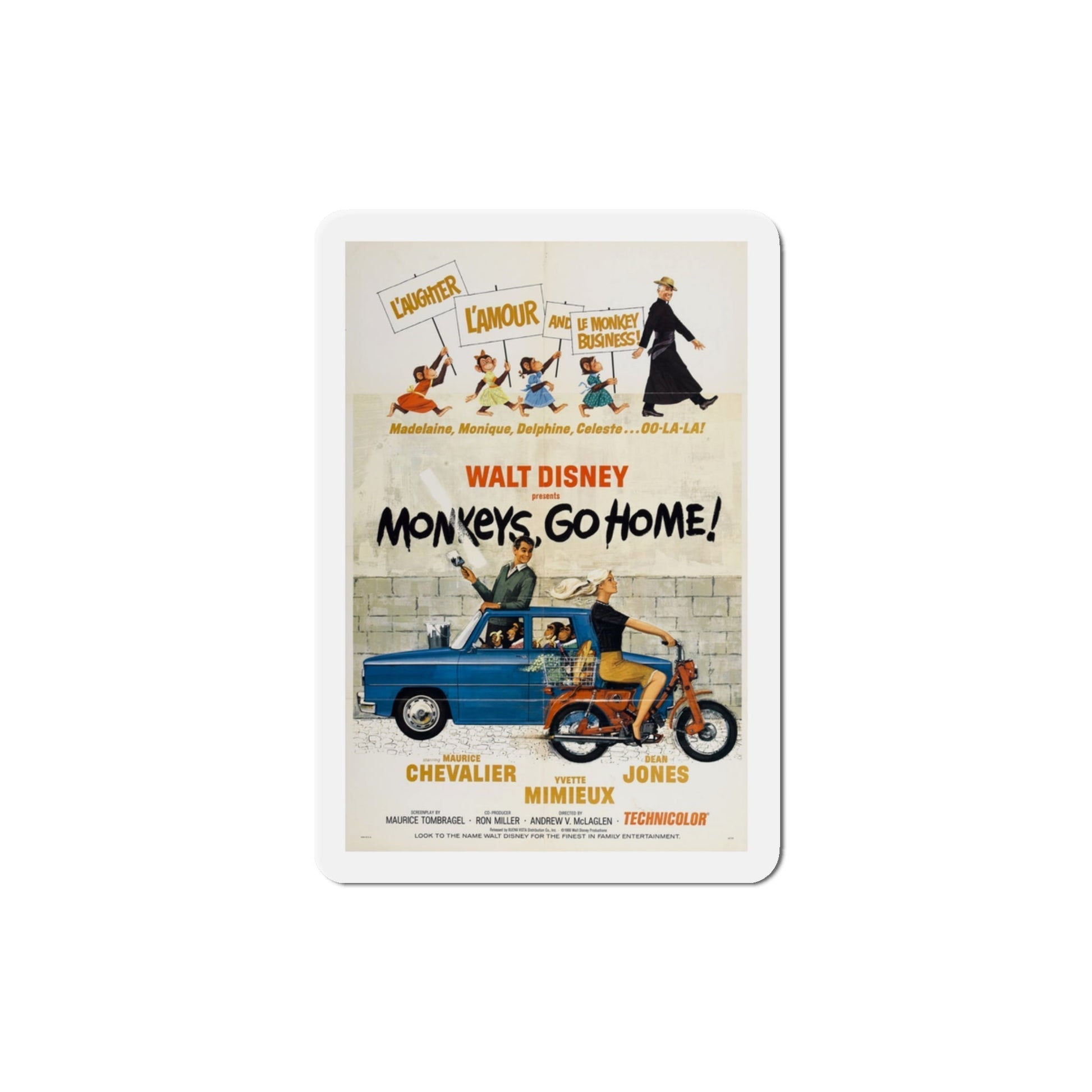 Monkeys Go Home 1967 Movie Poster Die-Cut Magnet-3 Inch-The Sticker Space