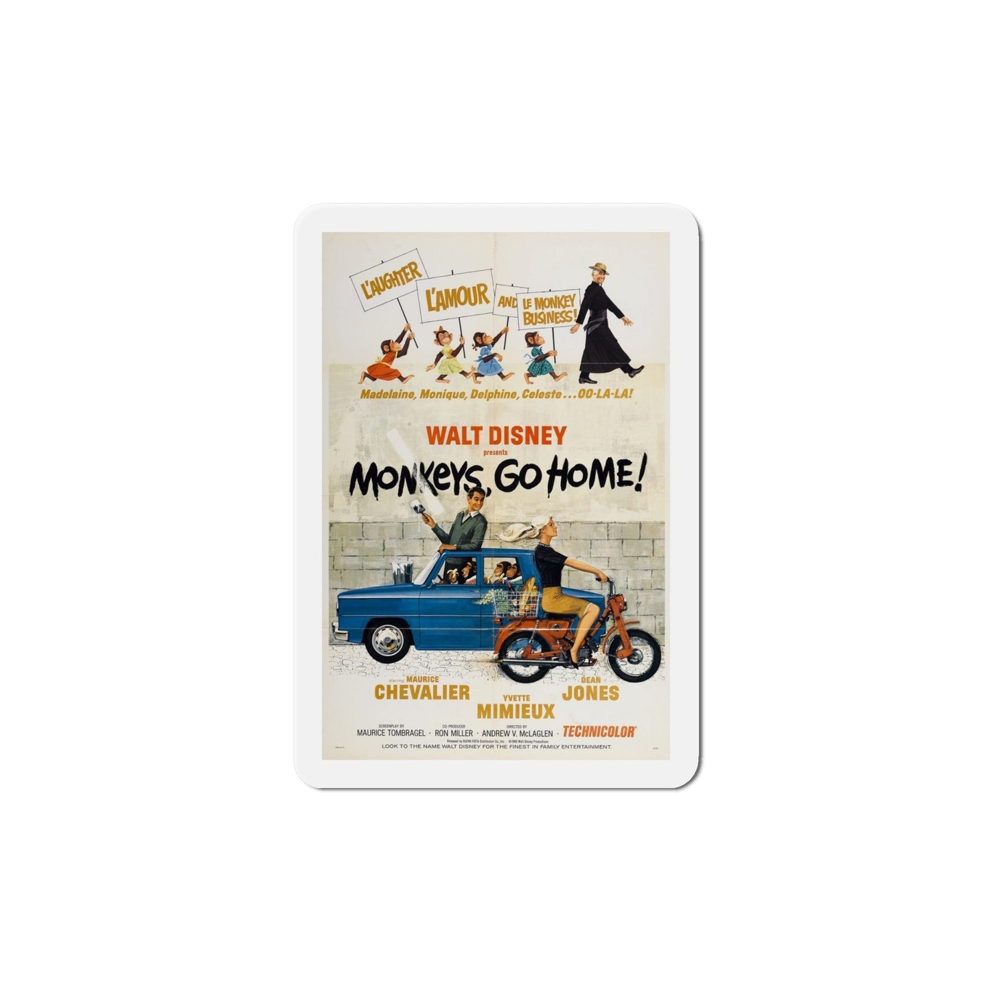 Monkeys Go Home 1967 Movie Poster Die-Cut Magnet-6 Inch-The Sticker Space