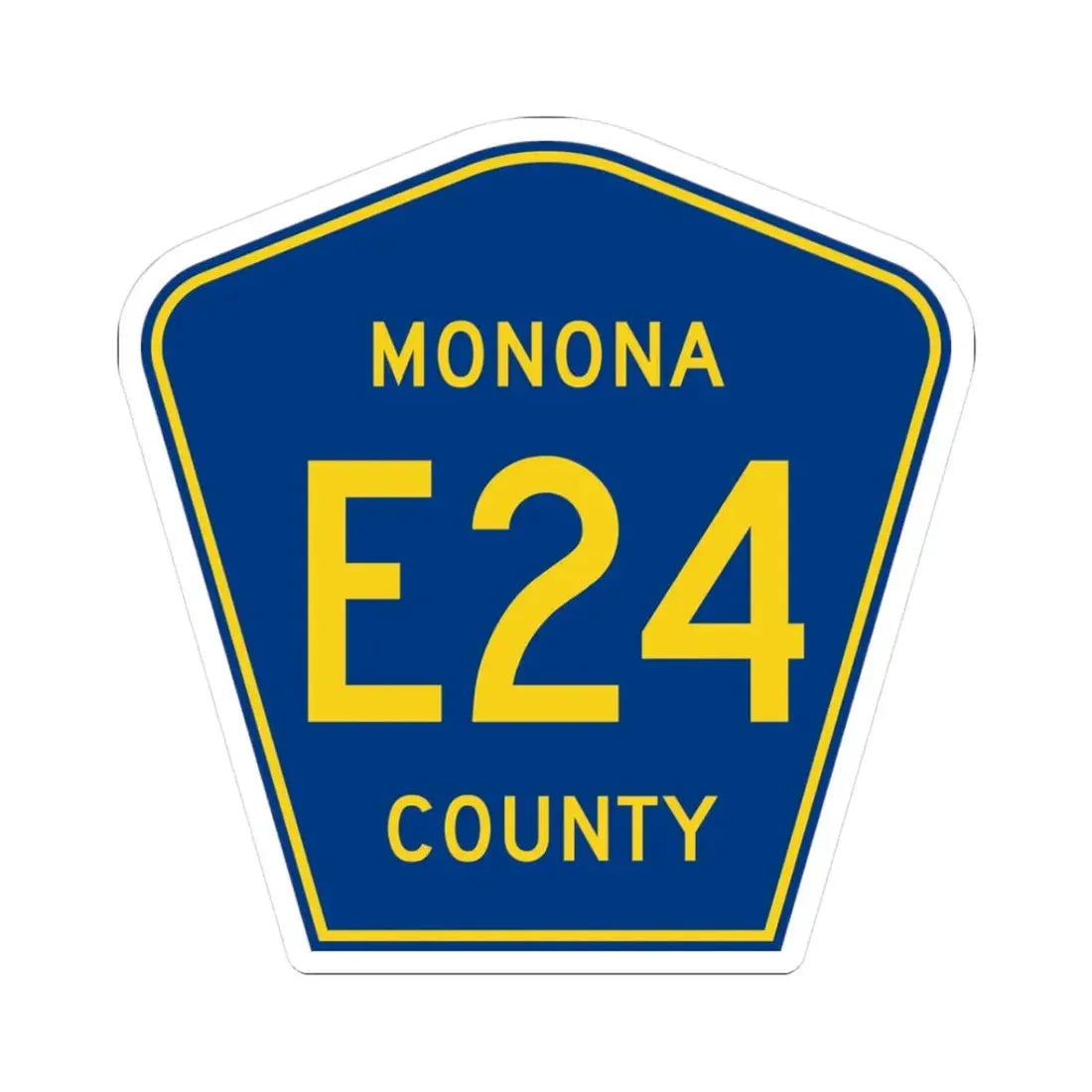 Monona County Route E24 IA (Iowa) (Road Sign) STICKER Vinyl Kiss-Cut Decal 3 Inch White - The Sticker Space