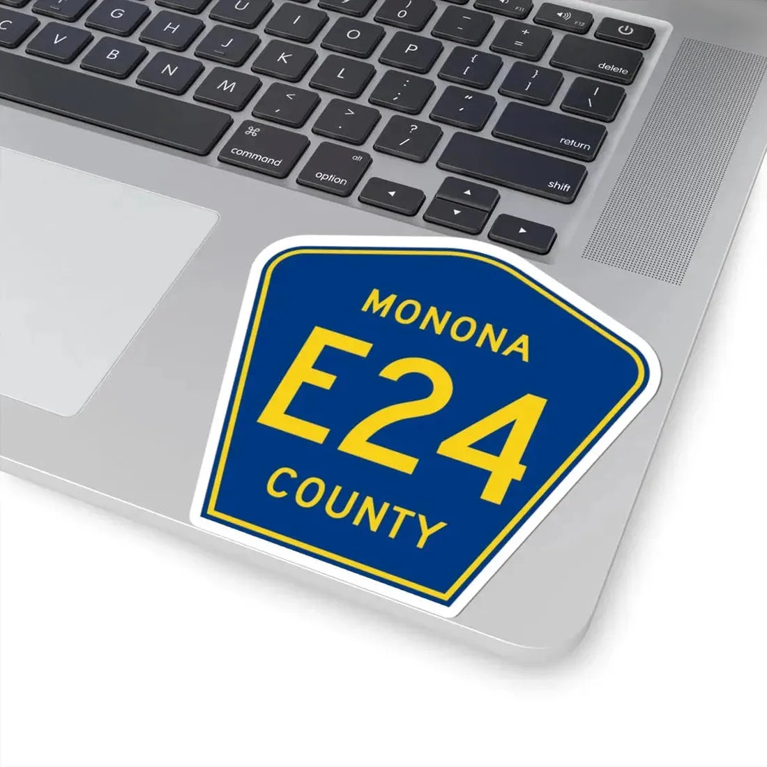Monona County Route E24 IA (Iowa) (Road Sign) STICKER Vinyl Kiss-Cut Decal - The Sticker Space