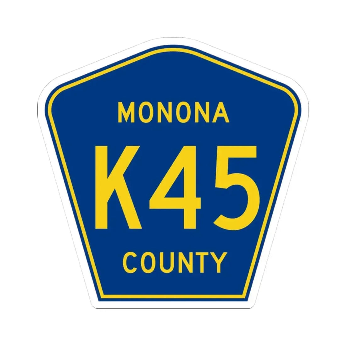 Monona County Route K45 IA (Iowa) (Road Sign) STICKER Vinyl Kiss-Cut Decal 3 Inch White - The Sticker Space