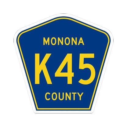 Monona County Route K45 IA (Iowa) (Road Sign) STICKER Vinyl Kiss-Cut Decal 3 Inch White - The Sticker Space