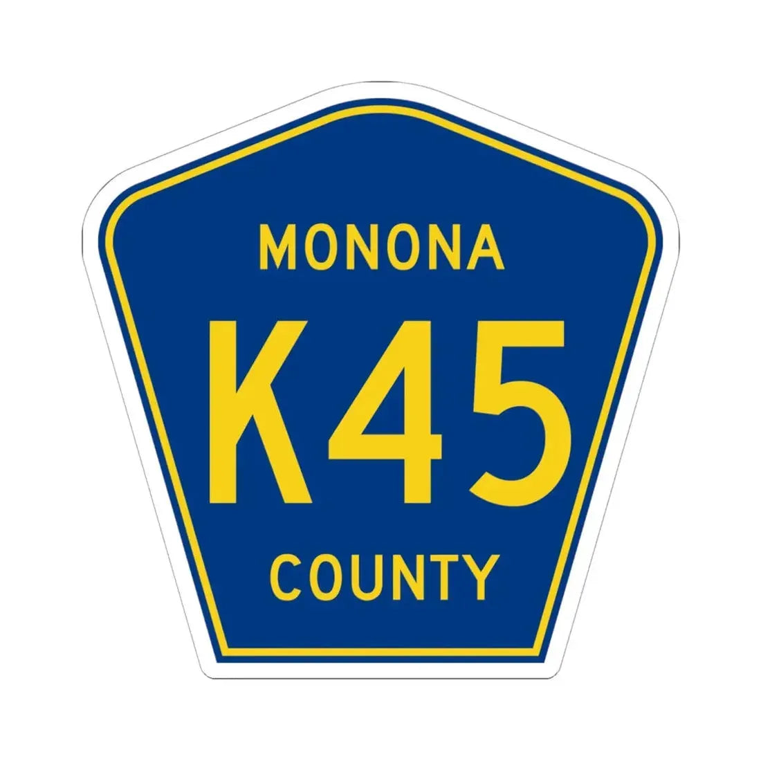 Monona County Route K45 IA (Iowa) (Road Sign) STICKER Vinyl Kiss-Cut Decal 6 Inch White - The Sticker Space