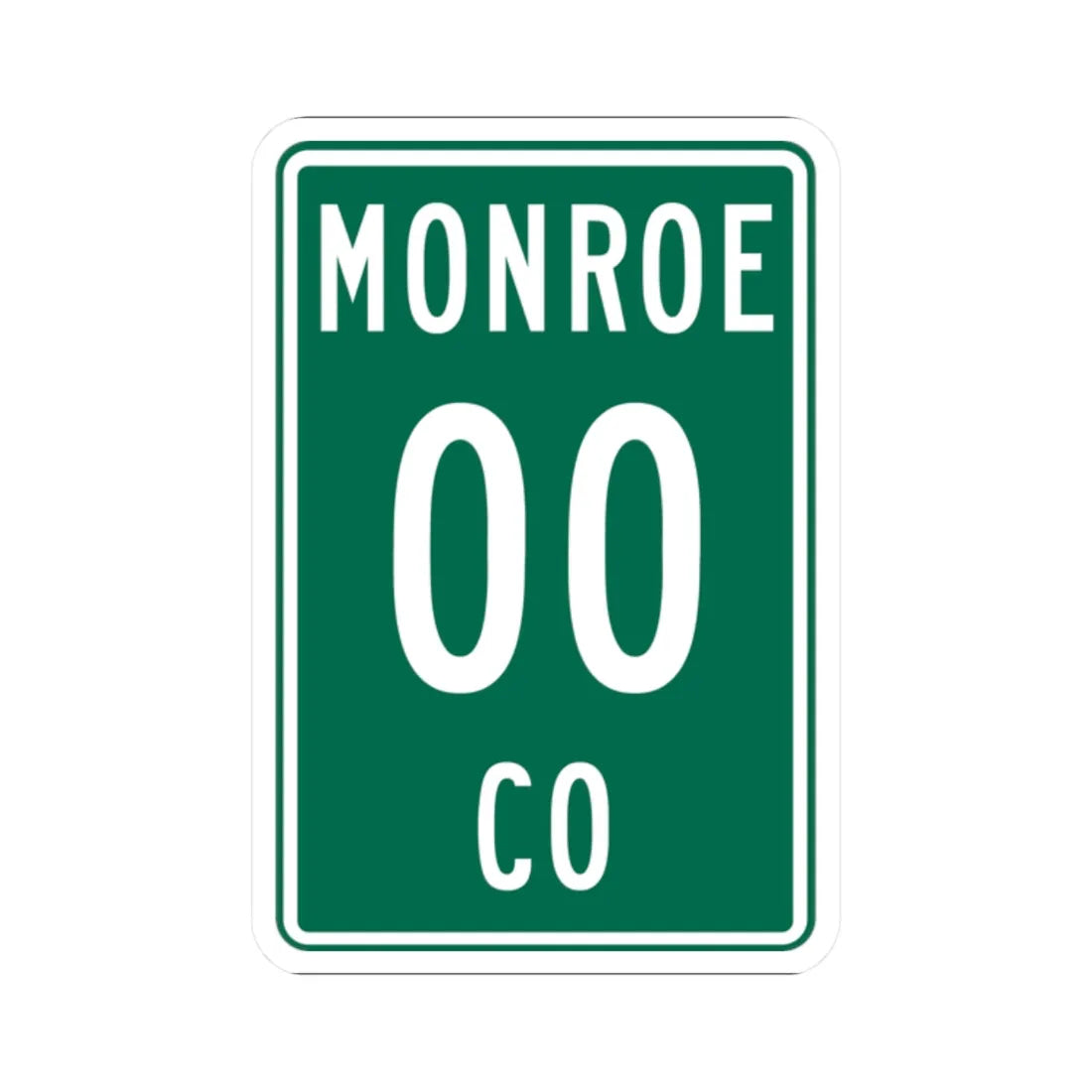 Monroe County OH template (Ohio) (Road Sign) STICKER Vinyl Kiss-Cut Decal 2 Inch White - The Sticker Space