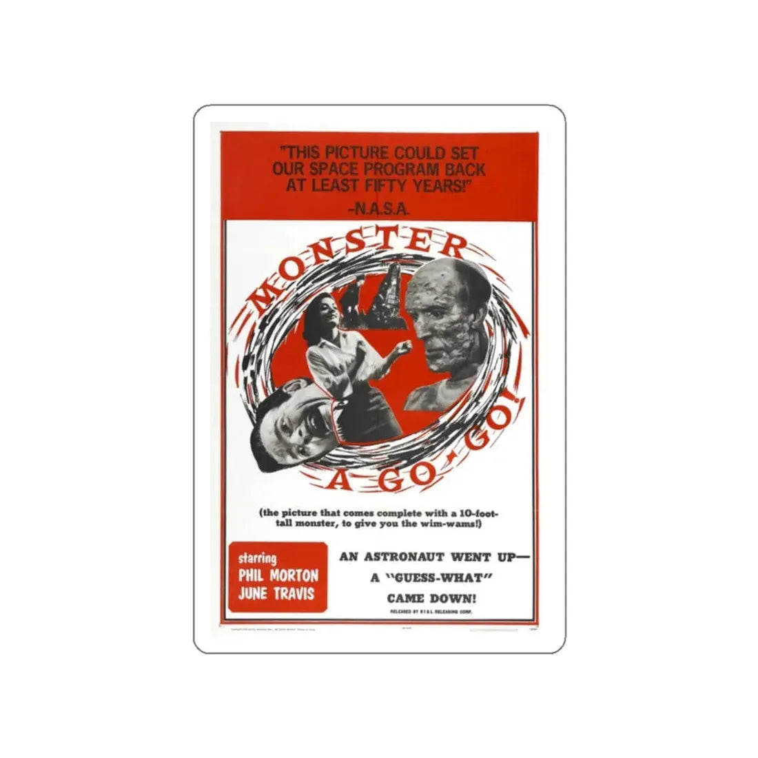 MONSTER A GO-GO 1965 Movie Poster STICKER Vinyl Die-Cut Decal 2 Inch - The Sticker Space