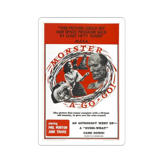 MONSTER A GO-GO 1965 Movie Poster - STICKER Vinyl Kiss-Cut Decal 2 Inch White - The Sticker Space