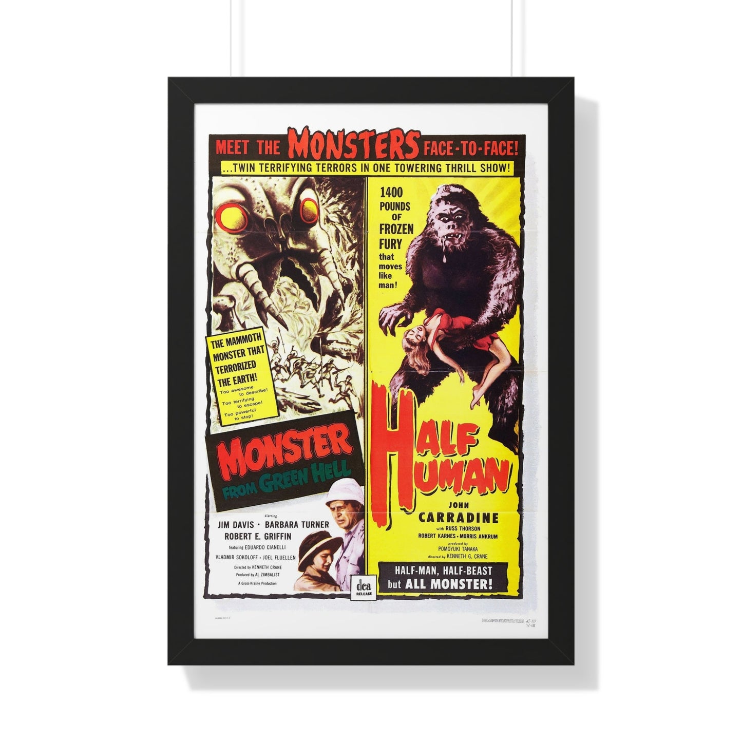 MONSTER FROM GREEN HELL + HALF HUMAN 1957 - Framed Movie Poster-20" x 30"-The Sticker Space