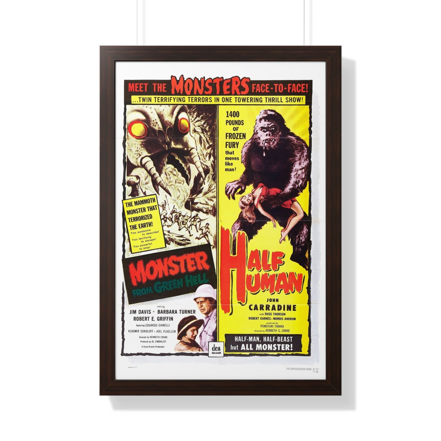 MONSTER FROM GREEN HELL + HALF HUMAN 1957 - Framed Movie Poster-20" x 30"-The Sticker Space