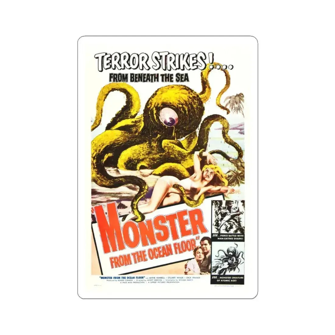 Monster from the Ocean Floor 1954 Movie Poster - STICKER Vinyl Kiss-Cut Decal 3 Inch White - The Sticker Space