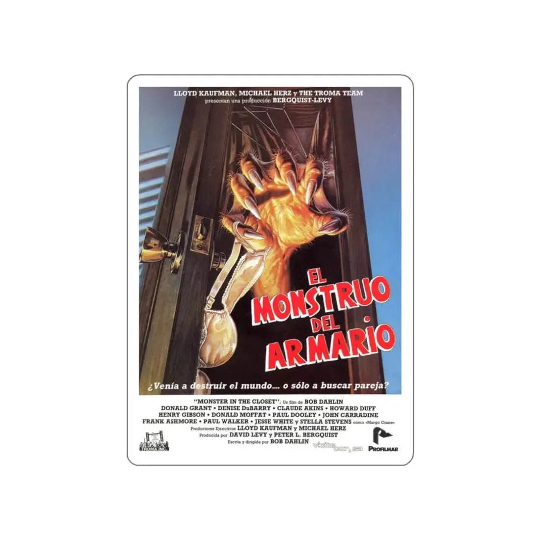 MONSTER IN THE CLOSET (SPANISH) 1986 Movie Poster STICKER Vinyl Die-Cut Decal 3 Inch - The Sticker Space
