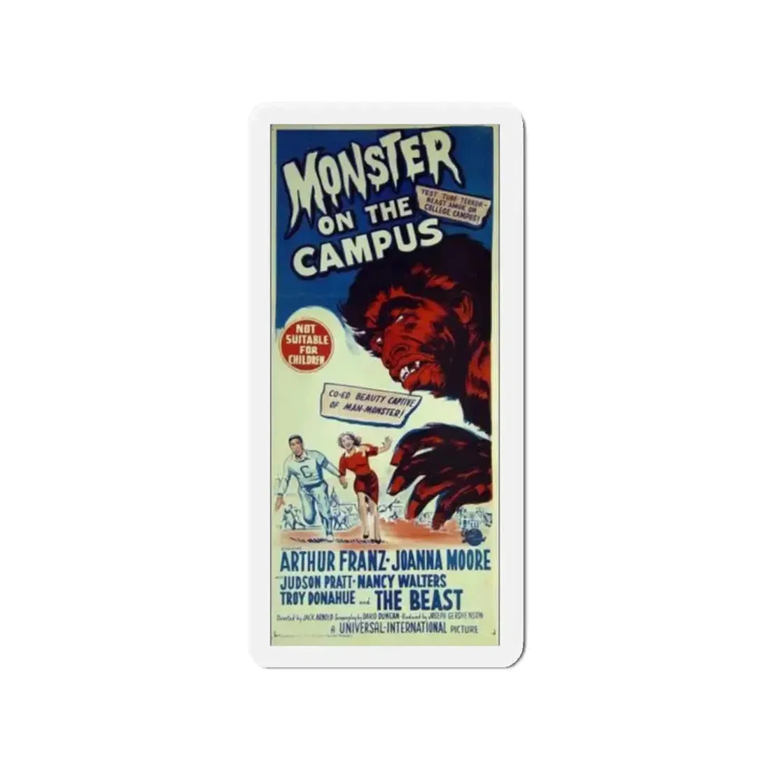 MONSTER ON THE CAMPUS 1958 Movie Poster - Refrigerator Magnet 2 Inch Die-Cut - The Sticker Space