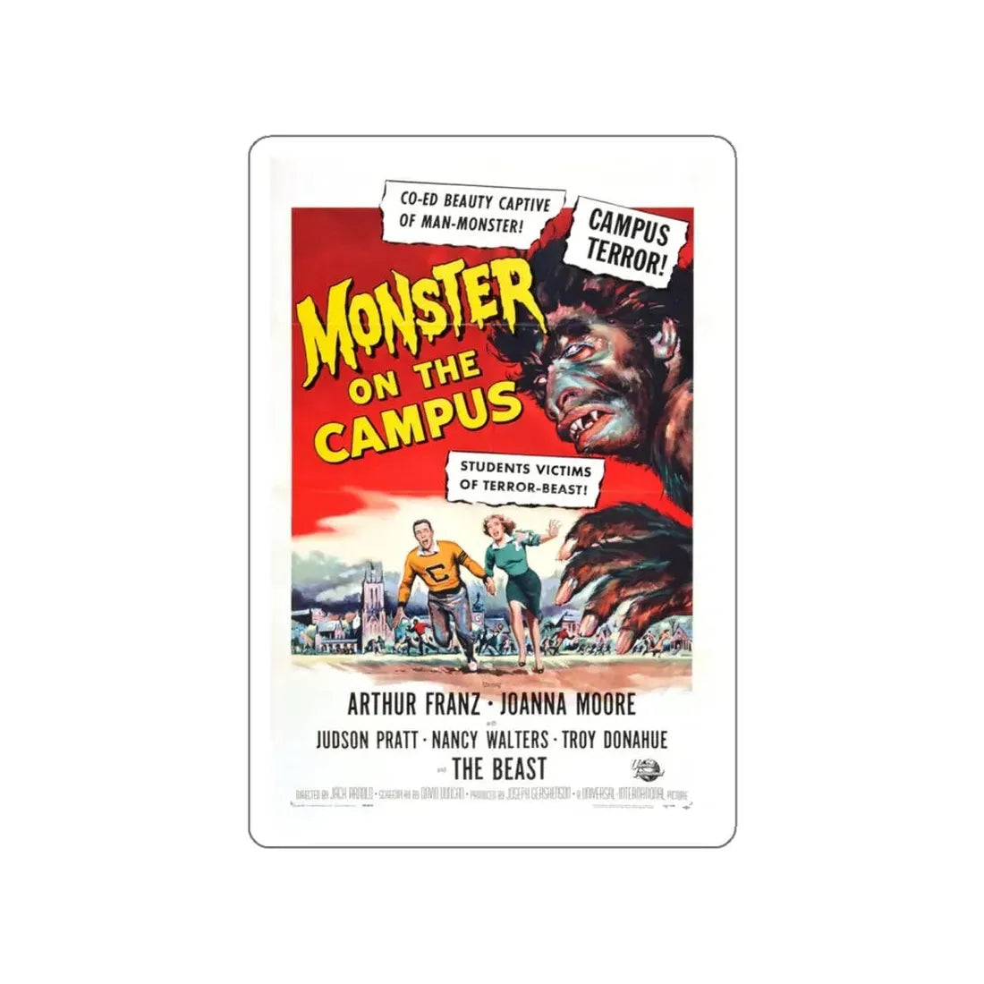 MONSTER ON THE CAMPUS (2) 1958 Movie Poster STICKER Vinyl Die-Cut Decal 4 Inch - The Sticker Space