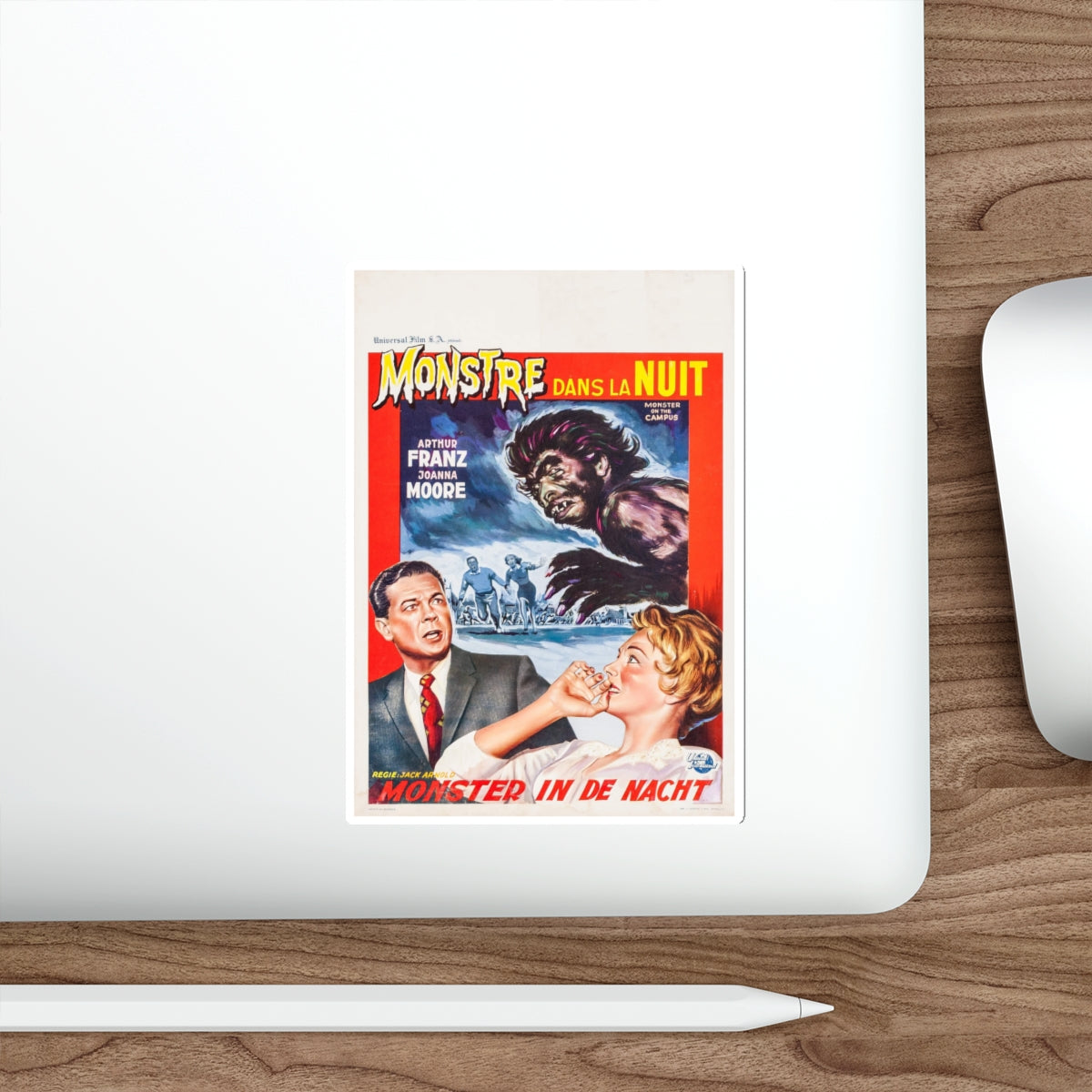 MONSTER ON THE CAMPUS (BELGIAN) 1958 Movie Poster STICKER Vinyl Die-Cut Decal-The Sticker Space