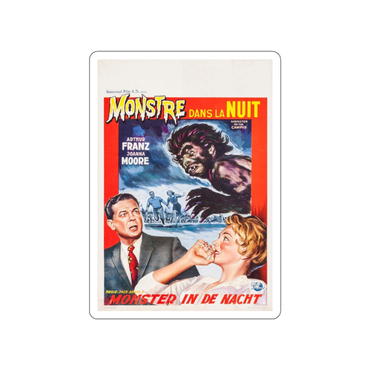 MONSTER ON THE CAMPUS (BELGIAN) 1958 Movie Poster STICKER Vinyl Die-Cut Decal-2 Inch-The Sticker Space