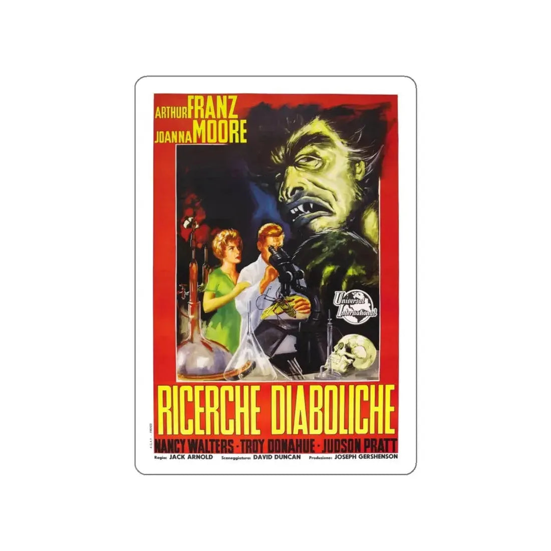 MONSTER ON THE CAMPUS (ITALIAN) 1958 Movie Poster STICKER Vinyl Die-Cut Decal 4 Inch - The Sticker Space