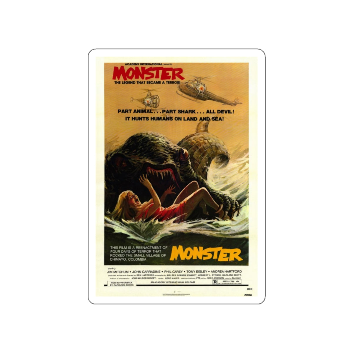 MONSTROID 1980 Movie Poster STICKER Vinyl Die-Cut Decal-4 Inch-The Sticker Space