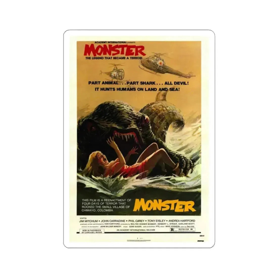 MONSTROID 1980 Movie Poster - STICKER Vinyl Kiss-Cut Decal 4 Inch White - The Sticker Space