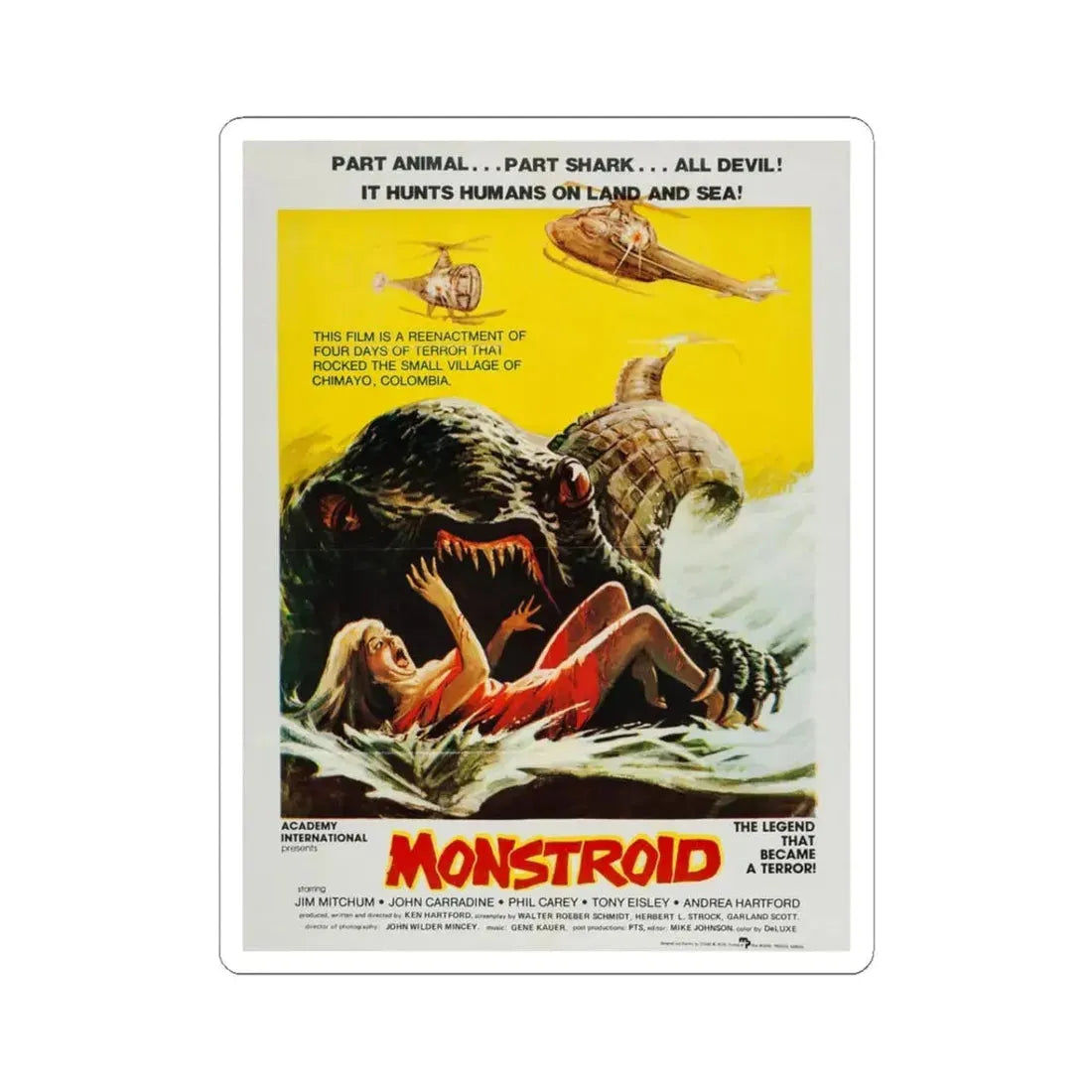 MONSTROID (PAKISTAN) 1980 Movie Poster - STICKER Vinyl Kiss-Cut Decal 3 Inch White - The Sticker Space