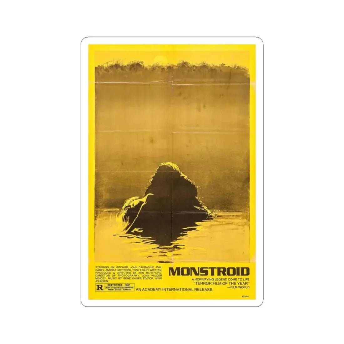 MONSTROID (TEASER) 1980 Movie Poster - STICKER Vinyl Kiss-Cut Decal 3 Inch White - The Sticker Space