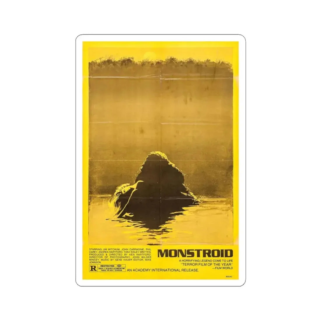 MONSTROID (TEASER) 1980 Movie Poster - STICKER Vinyl Kiss-Cut Decal 6 Inch White - The Sticker Space