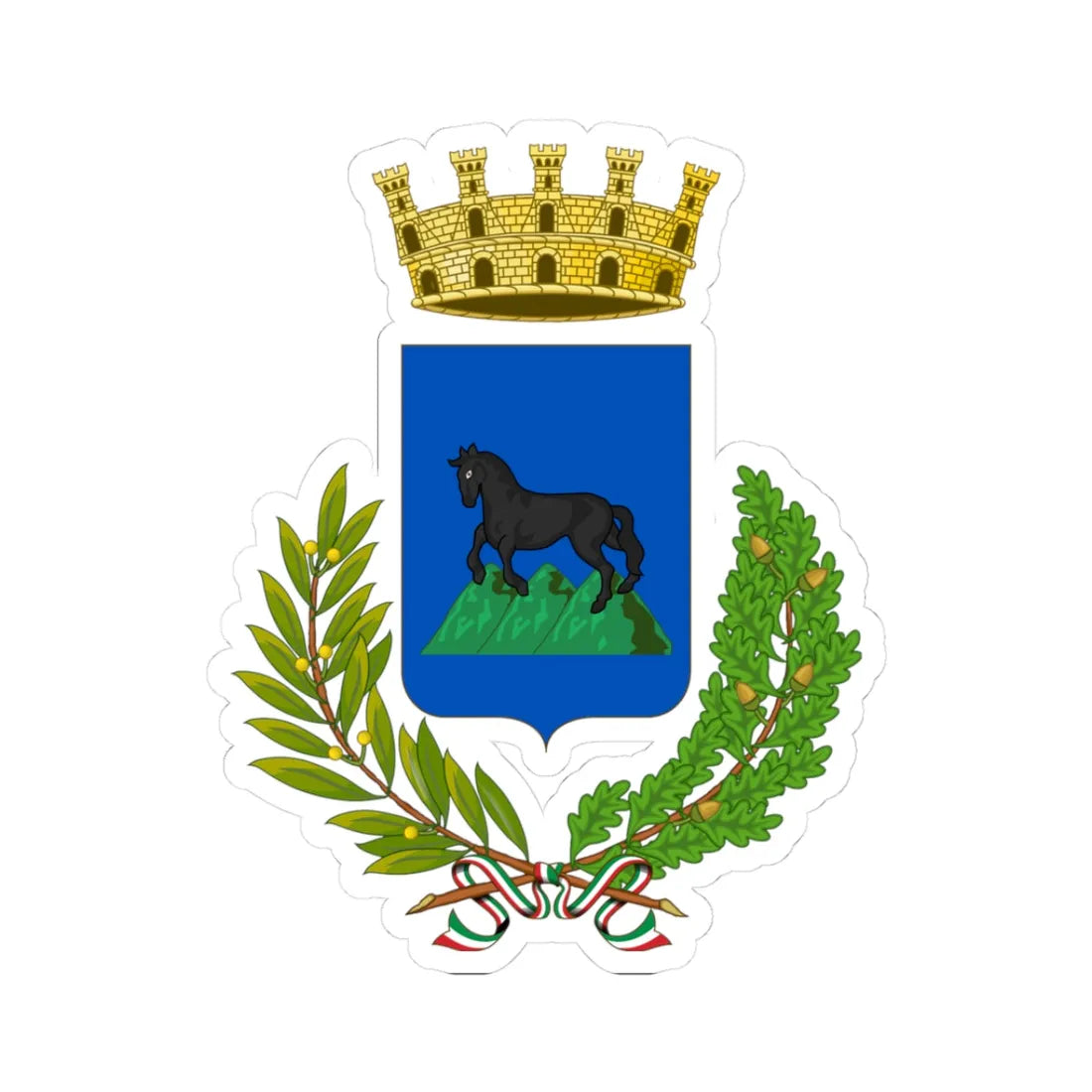 Montalbano Jonico-Stemma (Italy) (Coat of Arms) STICKER Vinyl Kiss-Cut Decal 3 Inch White - The Sticker Space
