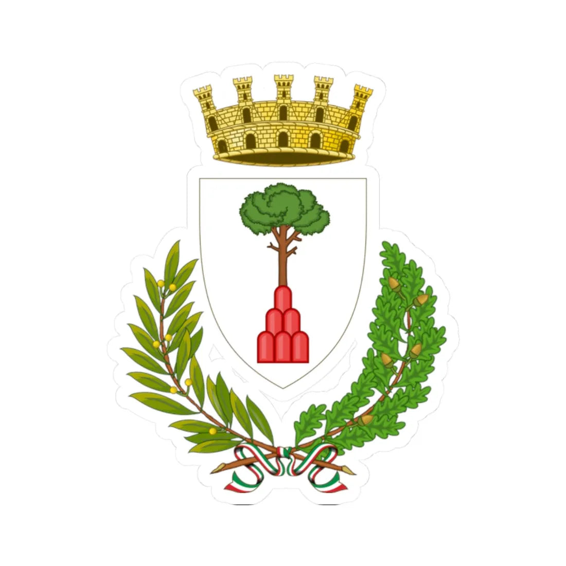 Montalcino-Stemma (Italy) (Coat of Arms) STICKER Vinyl Kiss-Cut Decal 2 Inch White - The Sticker Space