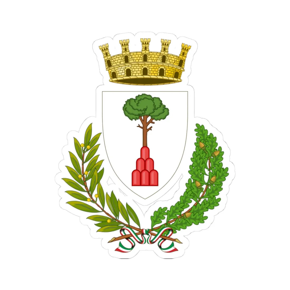 Montalcino-Stemma (Italy) (Coat of Arms) STICKER Vinyl Kiss-Cut Decal 3 Inch White - The Sticker Space