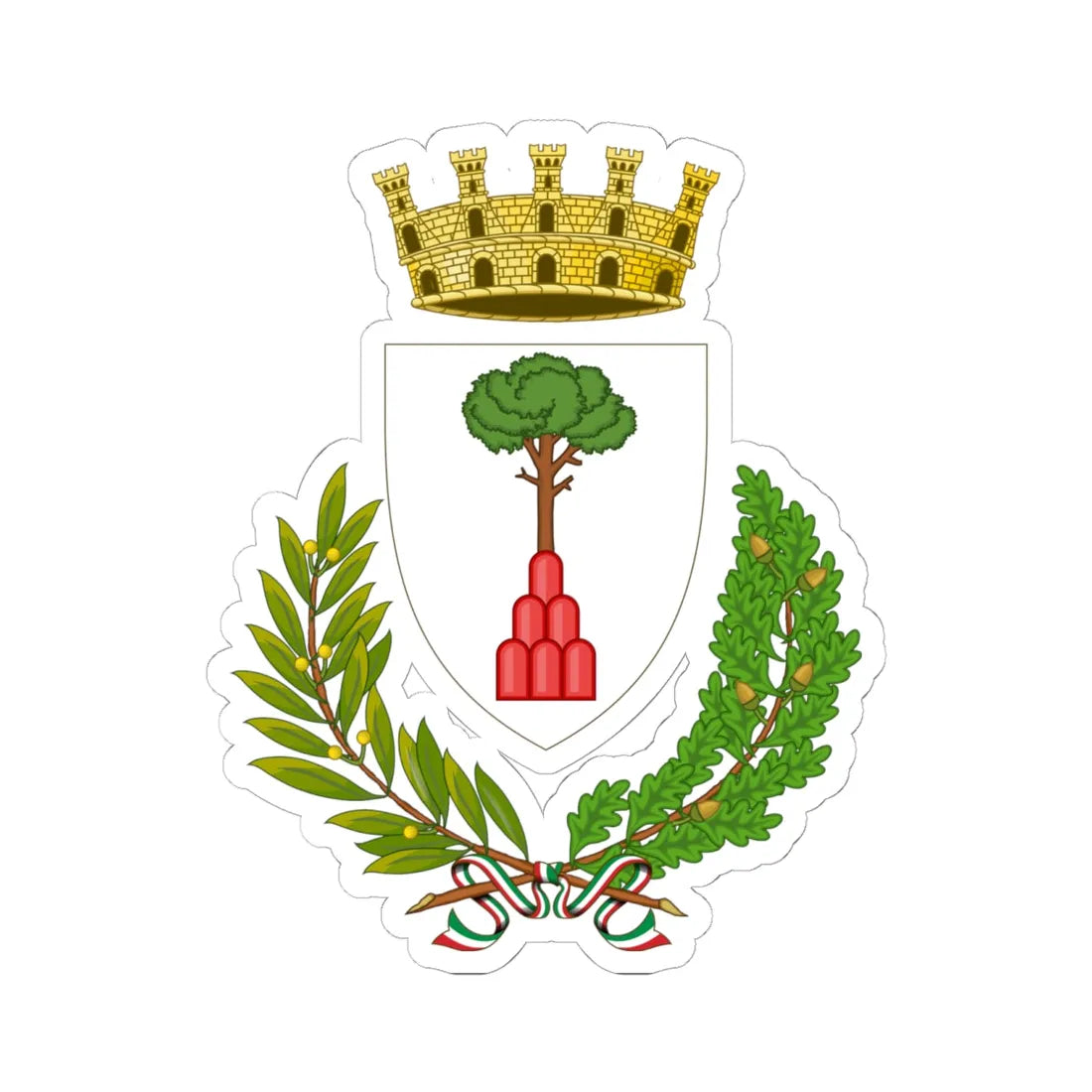 Montalcino-Stemma (Italy) (Coat of Arms) STICKER Vinyl Kiss-Cut Decal 6 Inch White - The Sticker Space