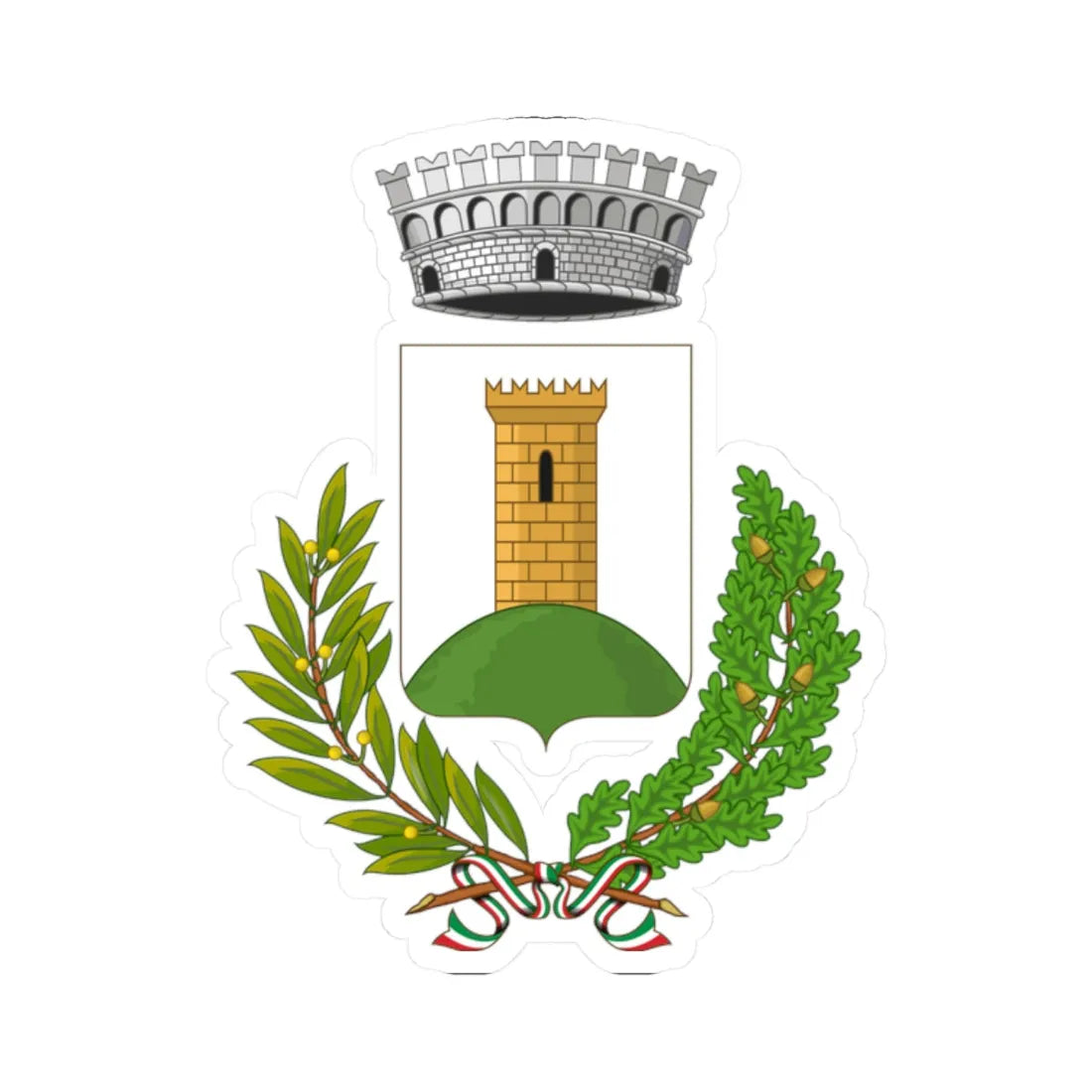 Montasola-Stemma (Italy) (Coat of Arms) STICKER Vinyl Kiss-Cut Decal 2 Inch White - The Sticker Space