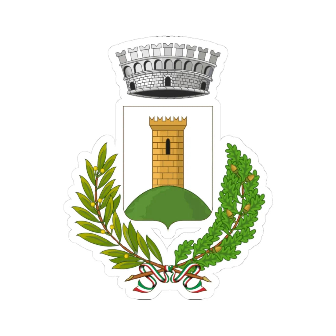 Montasola-Stemma (Italy) (Coat of Arms) STICKER Vinyl Kiss-Cut Decal 3 Inch White - The Sticker Space