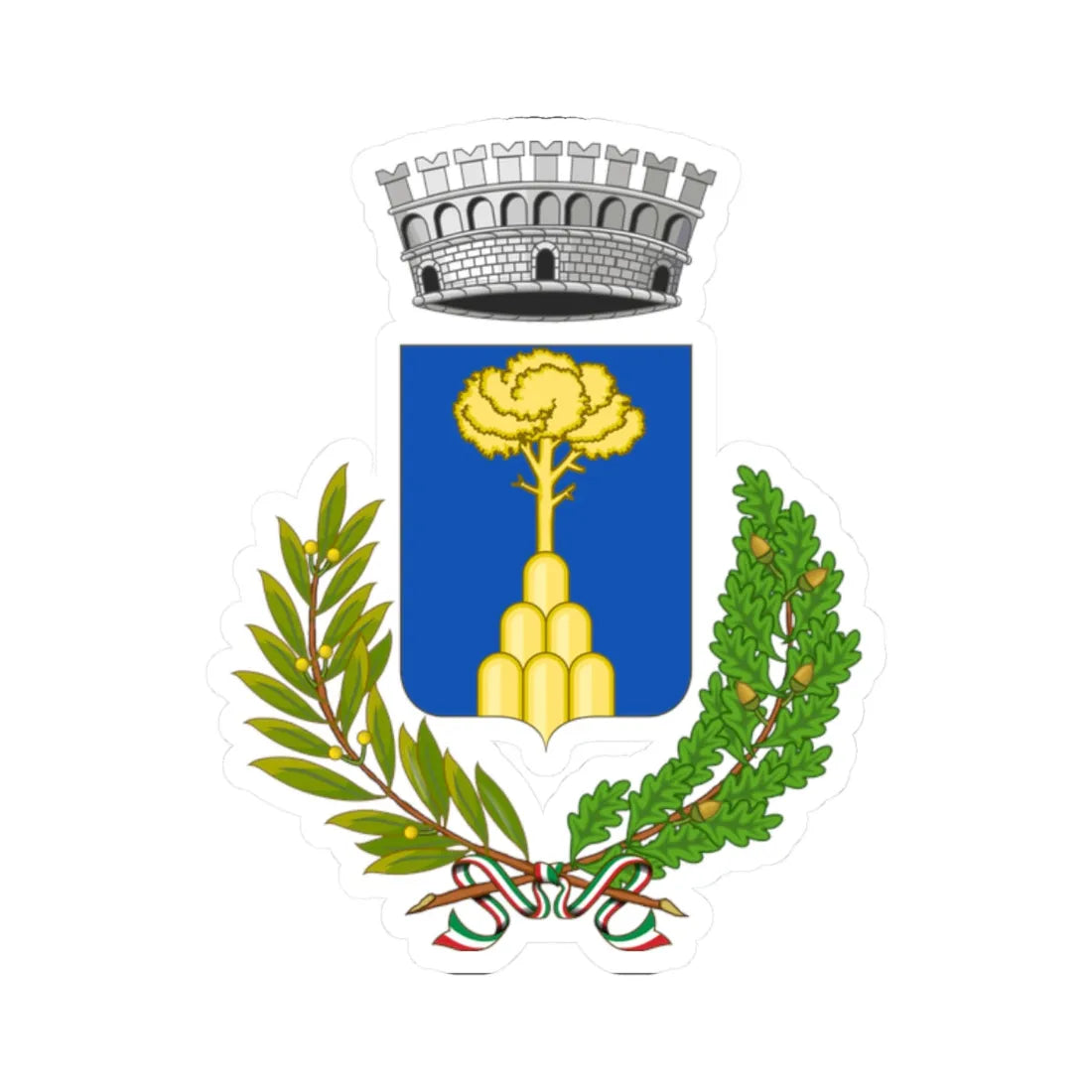 Monte Cerignone-Stemma (Italy) (Coat of Arms) STICKER Vinyl Kiss-Cut Decal 2 Inch White - The Sticker Space